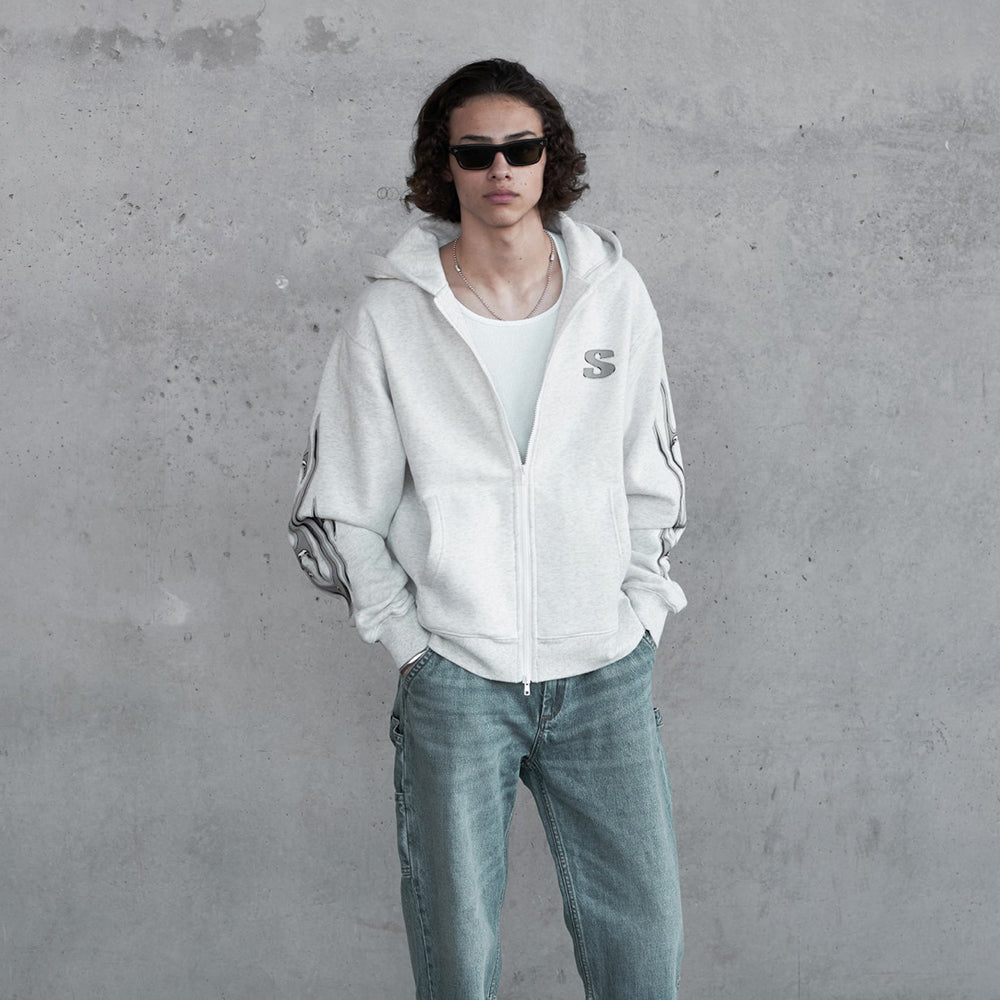 Chrome Flame Zip Hoodie
