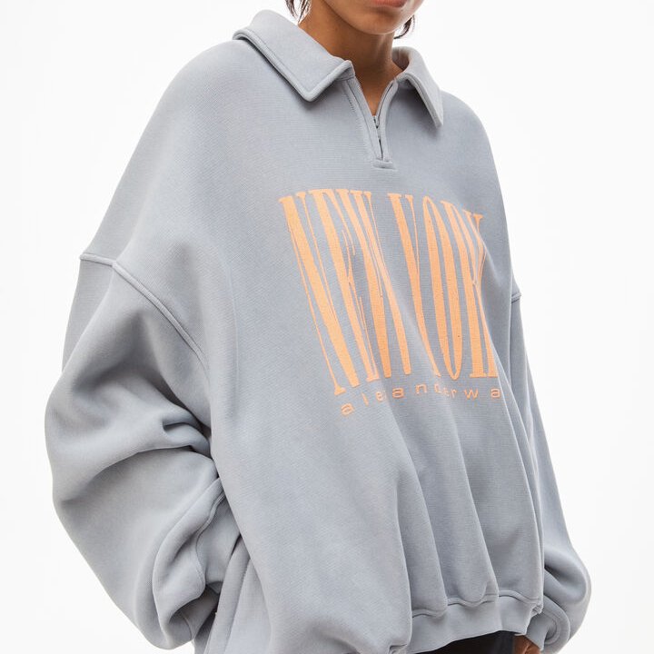 NY Puff Graphic Half Zip Sweatshirt