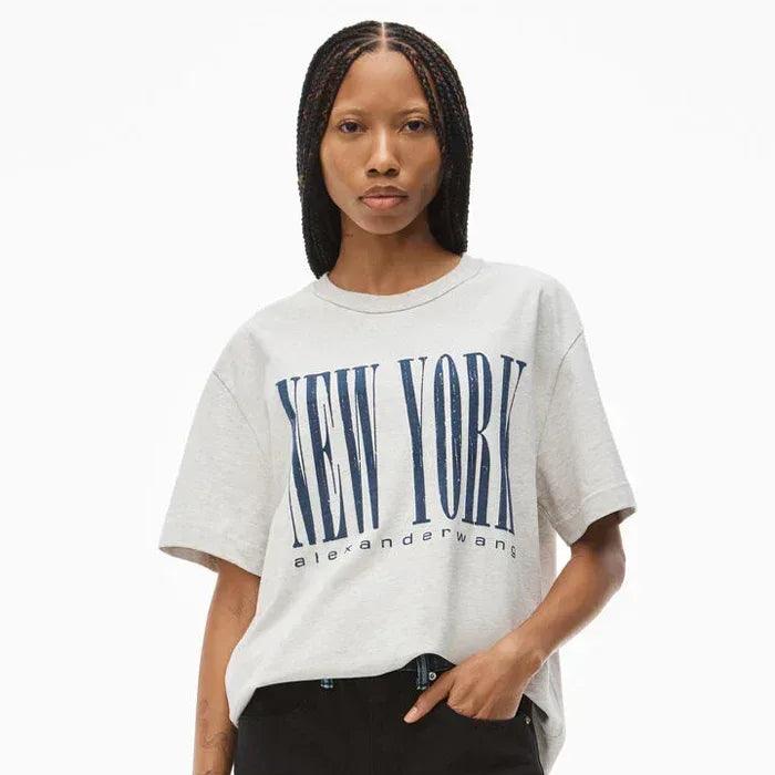 ALEXANDER WANG Product Page - NY Puff Graphic Tee - L.Heather-Gray