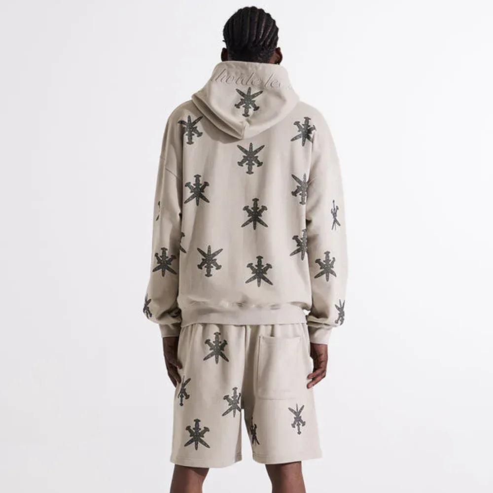 UNKNOWN LONDON Product Page - Dagger Rhinestone Shorts - Tan