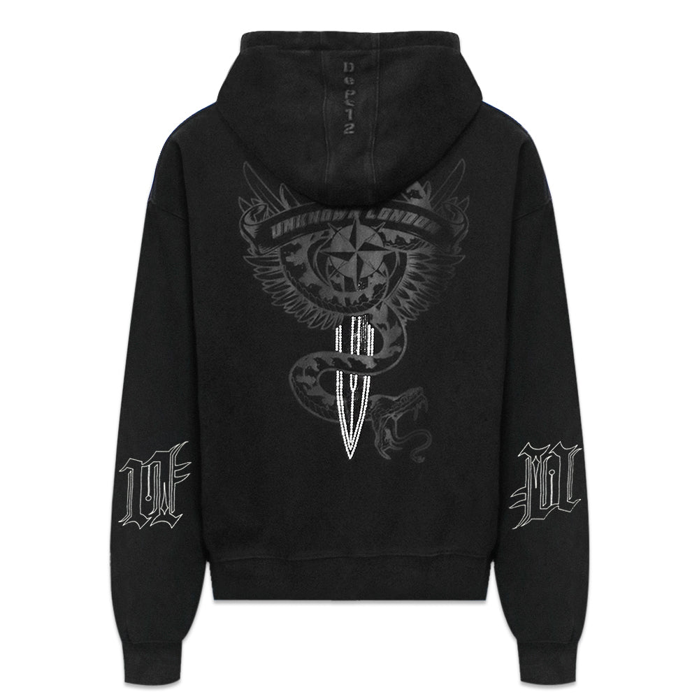 Dagger Graphic Washed Hoodie
