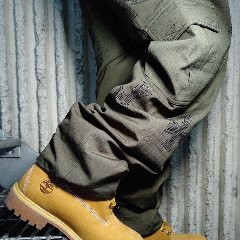 Cross Rhinestone Ripstop Cargo Pants