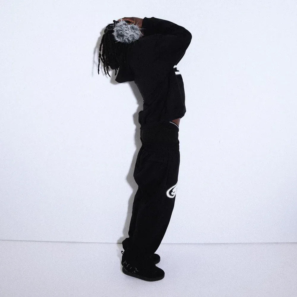 Rhinestone Puff Print Skull Joggers - HEAVEN CAN WAIT - VENTURER