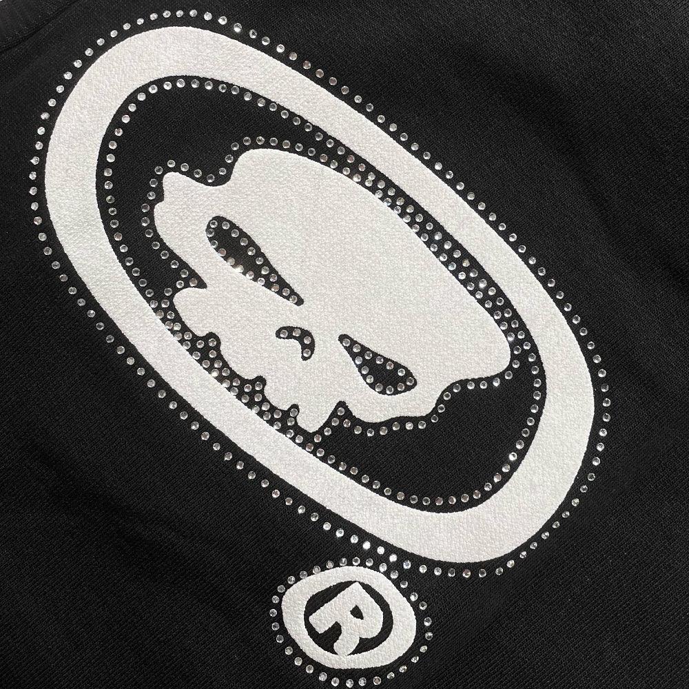 Rhinestone Puff Print Skull Joggers - HEAVEN CAN WAIT - VENTURER
