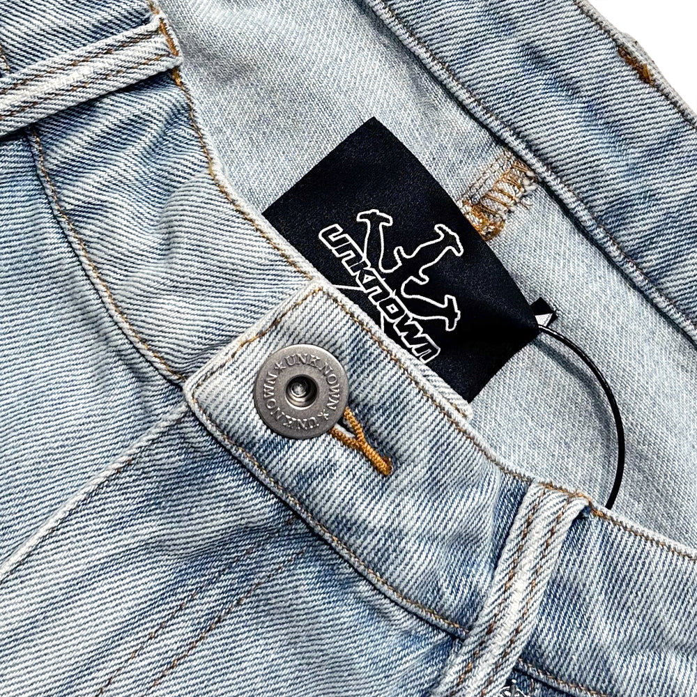 Bleached Zip Panel Baggy Denim
