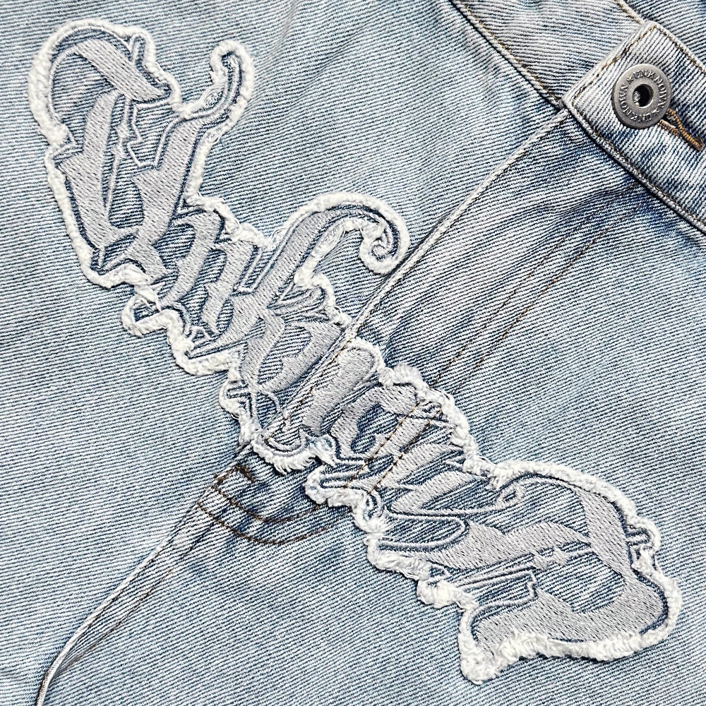 Bleached Zip Panel Baggy Denim