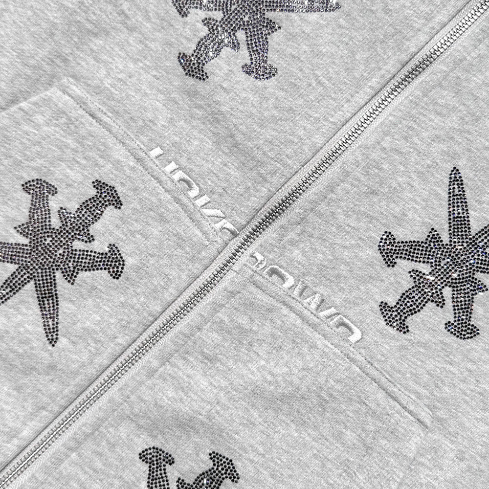 Dagger Rhinestone Zip Hoodie