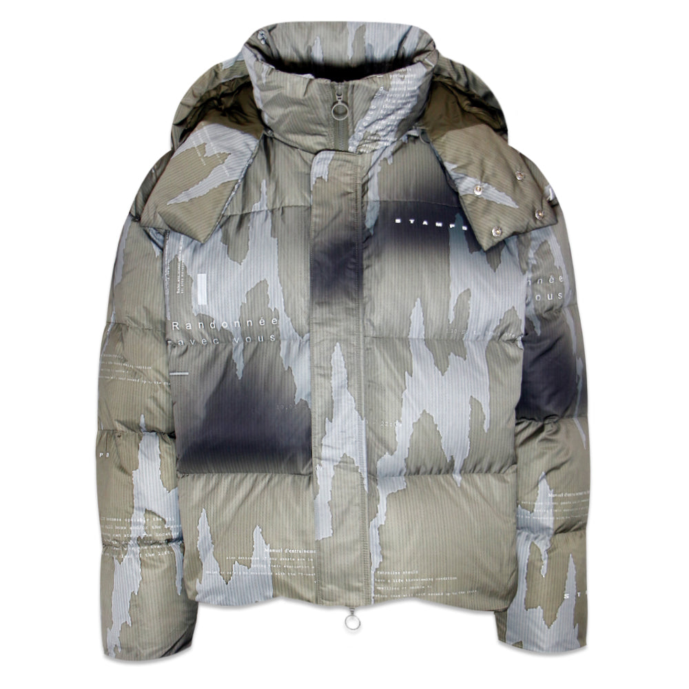 Ikat Camo Cropped Puffer Jacket