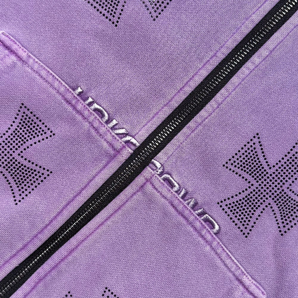 Cross Rhinestone Zip Up Hoodie