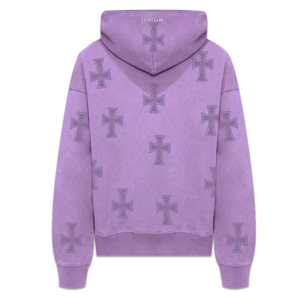 Cross Rhinestone Zip Up Hoodie