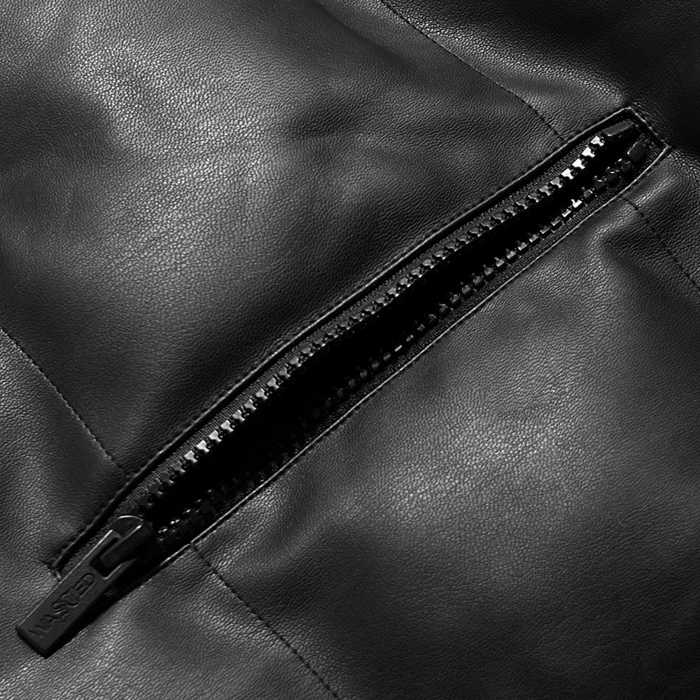 Faux Leather Hood Puffer Jacket