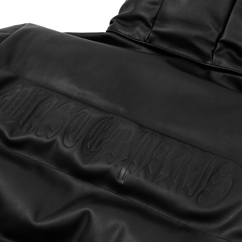 Faux Leather Hood Puffer Jacket