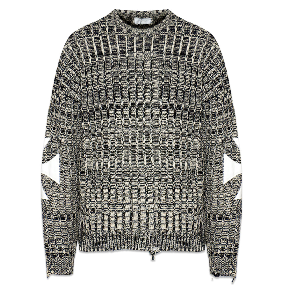 Chunky Gray Melange Cross Knit