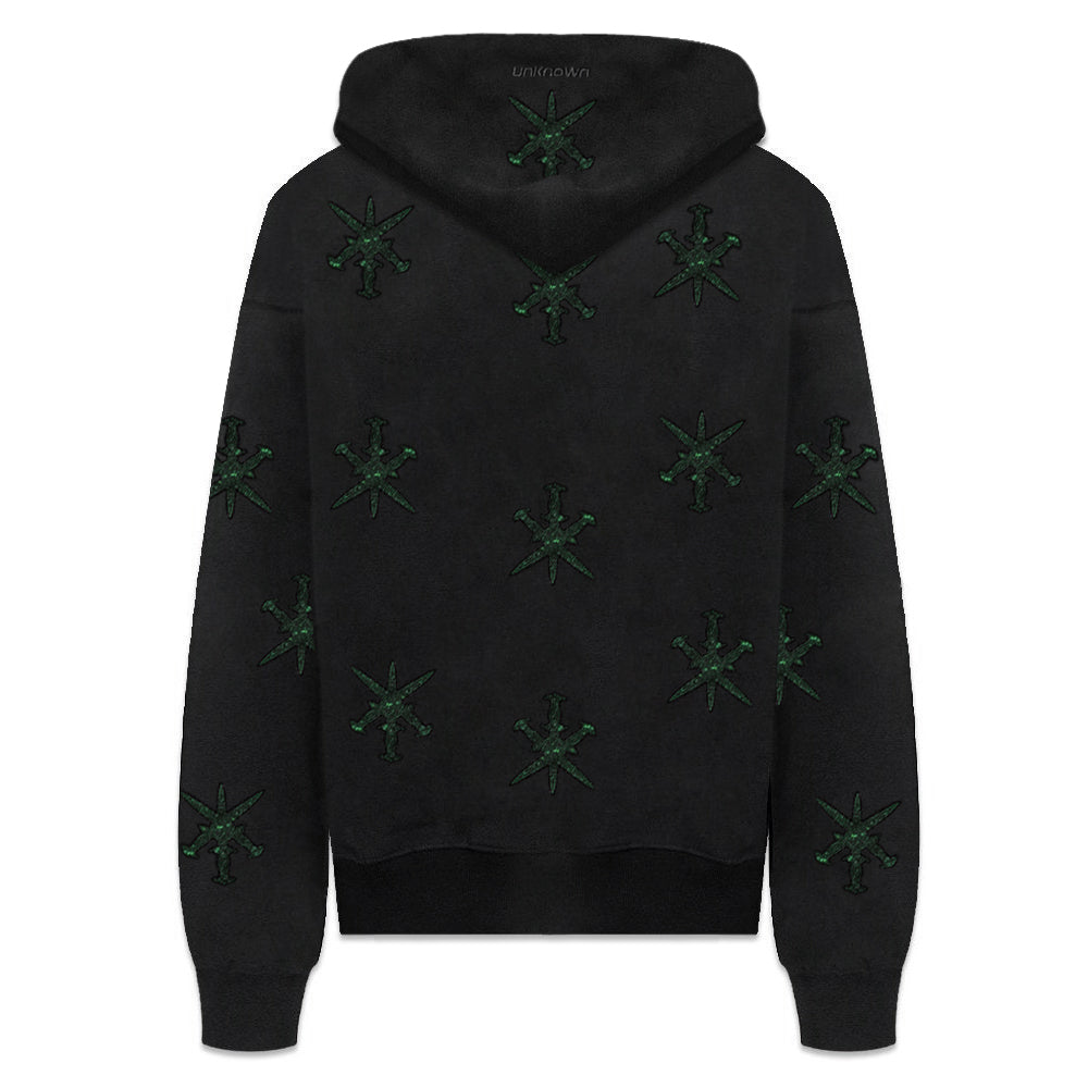Dagger Rhinestone Zip Up Hoodie