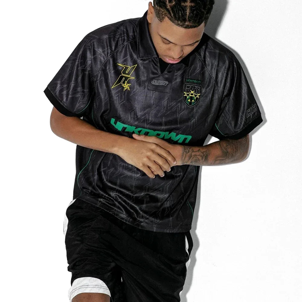 UNKNOWN LONDON Product Page - Monogram Football Shirt - Black