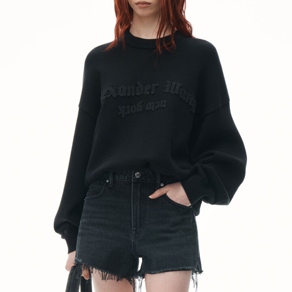 Crochet Logo Oversized Pullover