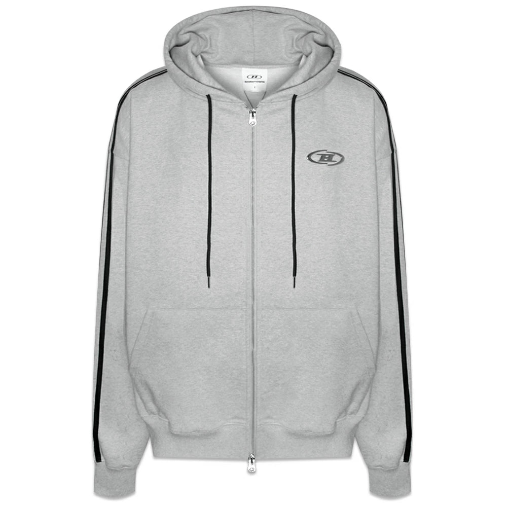 Big Chrome B Logo Track Line Zip Up Hoodie