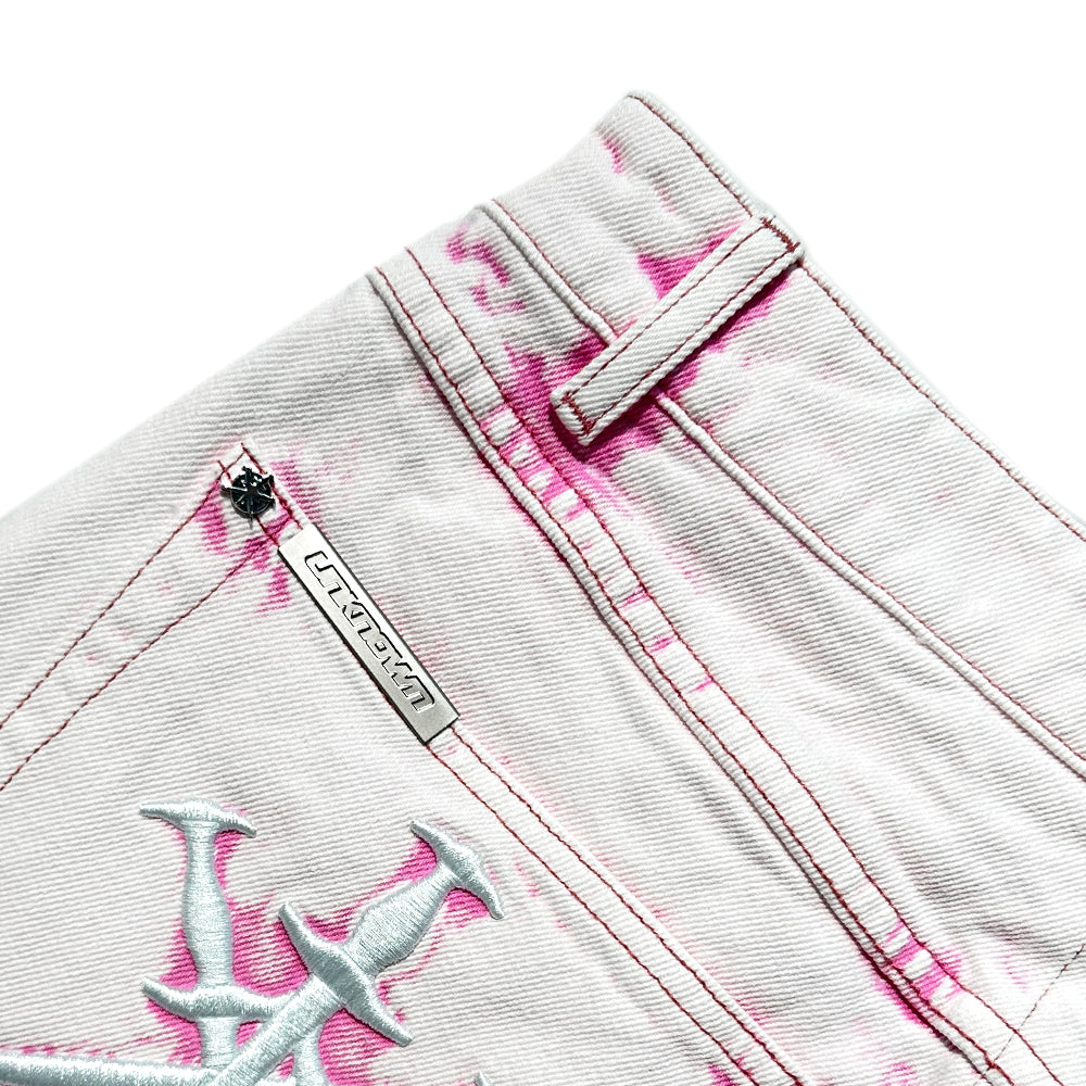Dagger Embroidery Denim Shorts