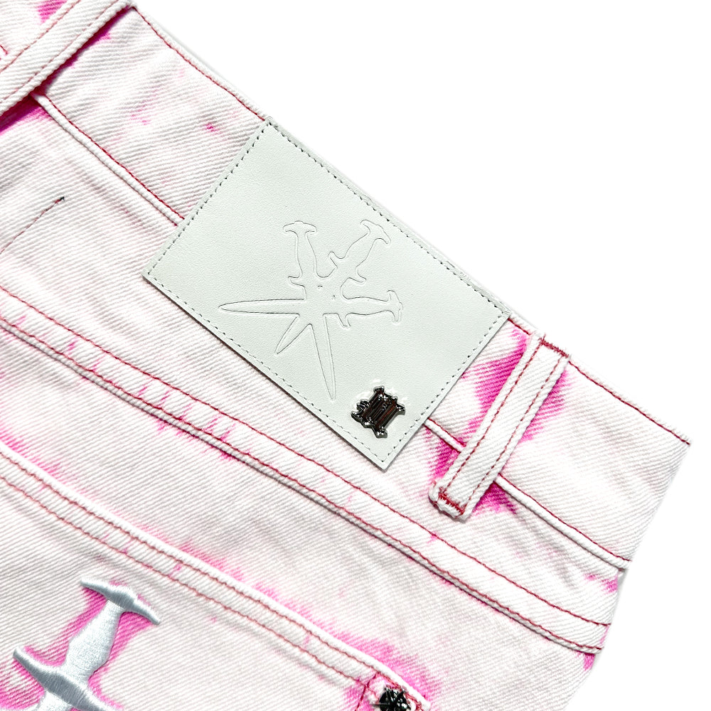 Dagger Embroidery Denim Shorts