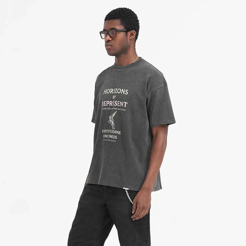 REPRESENT Product Page -Horizons T-Shirt- Aged-Black - VENTURER