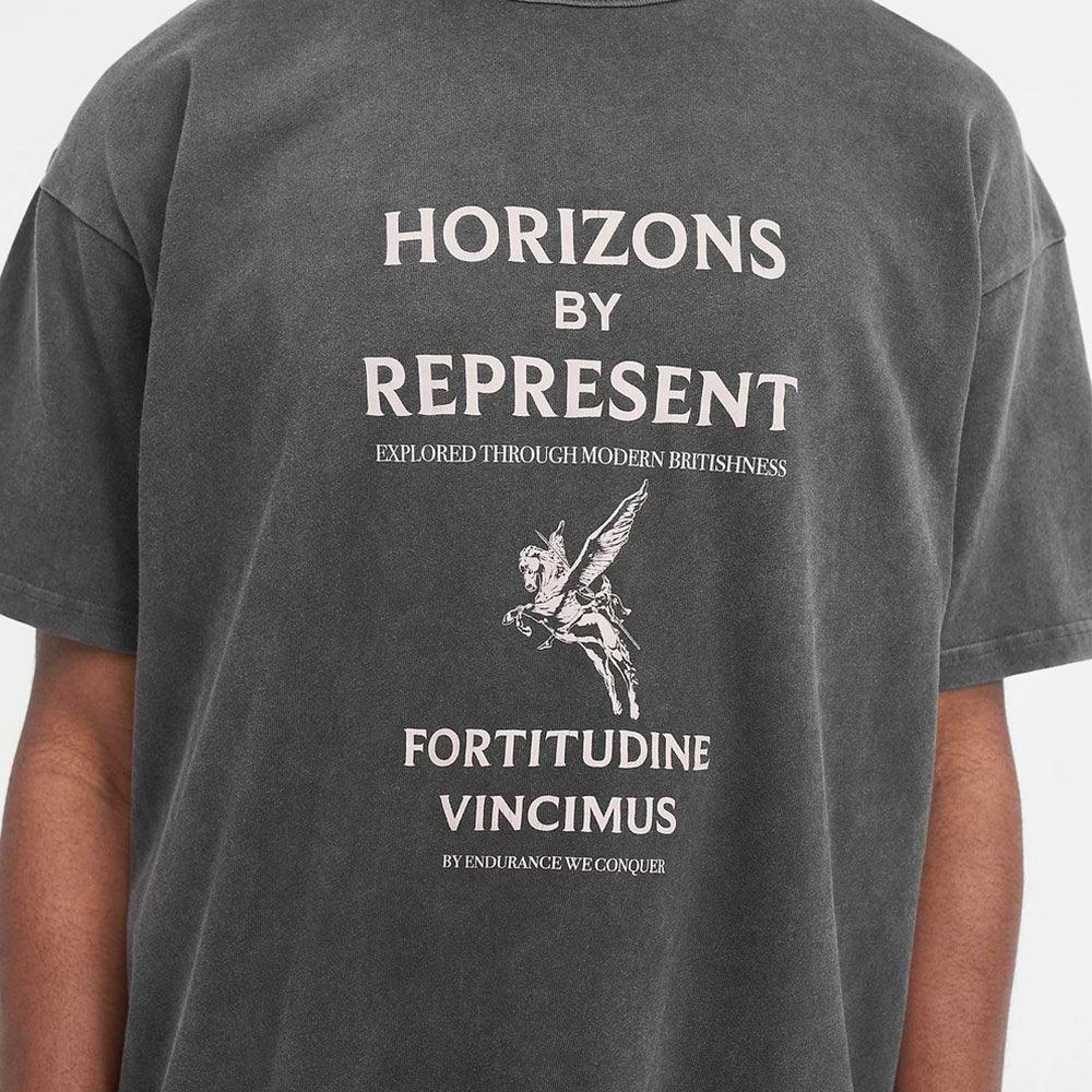 REPRESENT Product Page -Horizons T-Shirt- Aged-Black - VENTURER