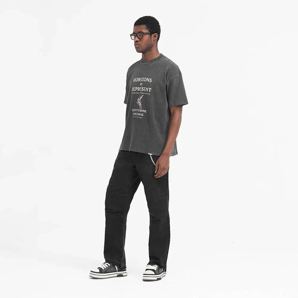 REPRESENT Product Page -Horizons T-Shirt- Aged-Black - VENTURER