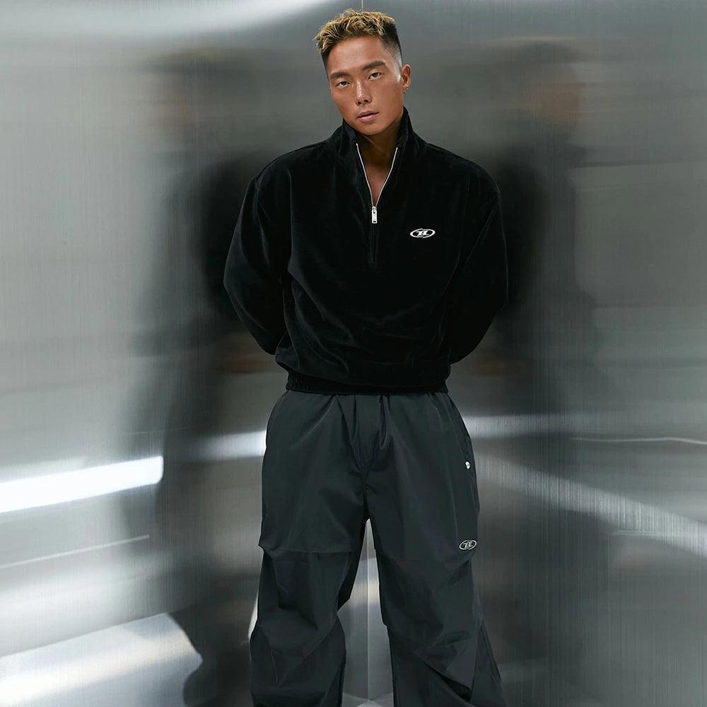 Big Chrome Velour Half Zip Up