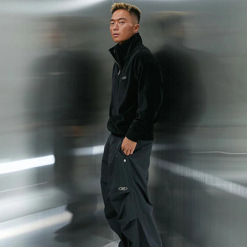 Big Chrome Velour Half Zip Up