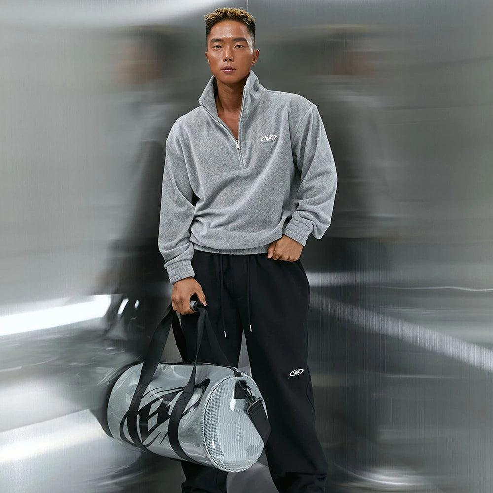 Big Chrome Velour Half Zip Up