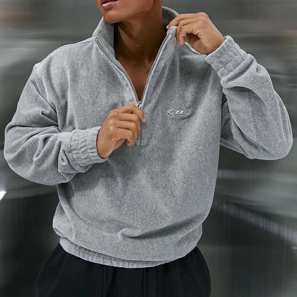 Big Chrome Velour Half Zip Up