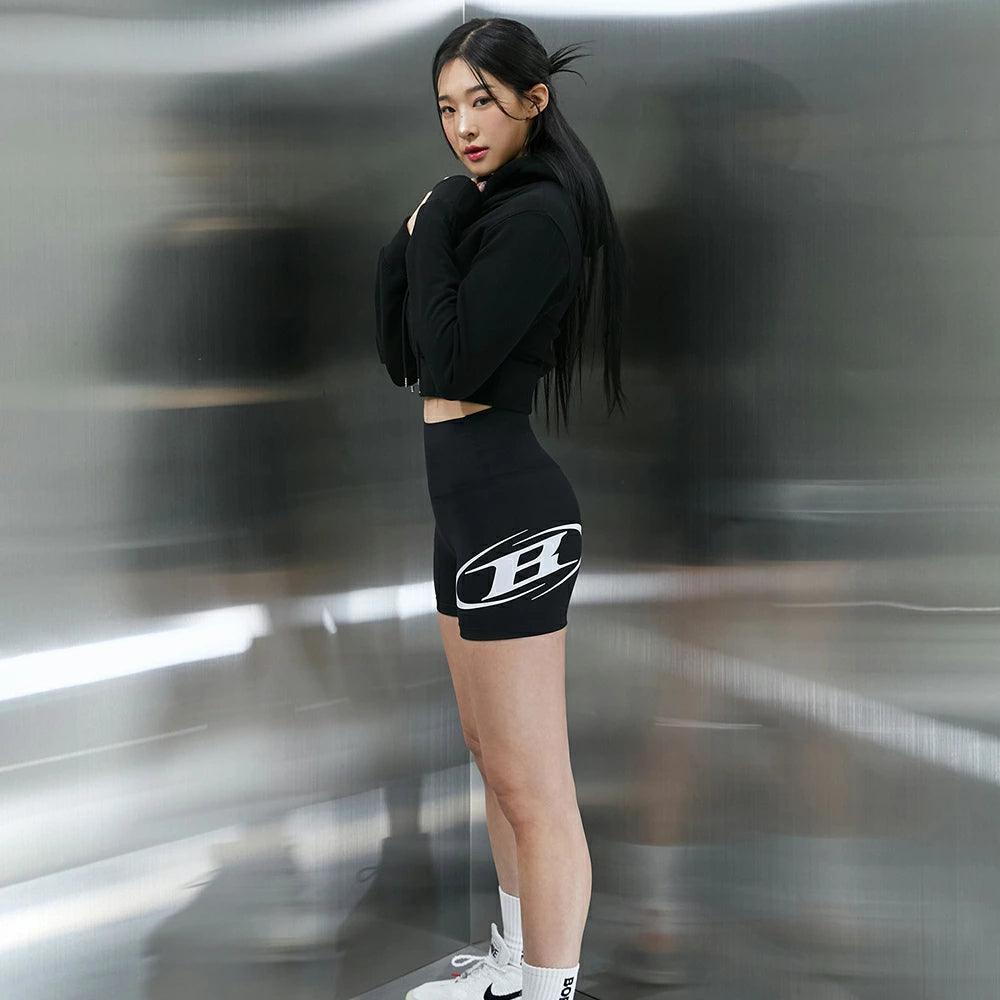 Big Chrome B Logo Crop Hoodie