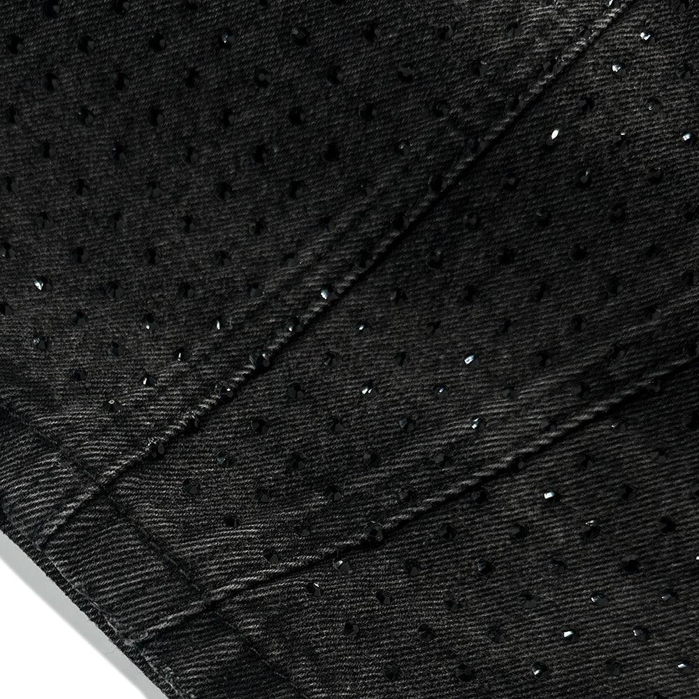 COZY WORLDWIDE Product Page - CZ Rhinestone Washed Jeans - Black