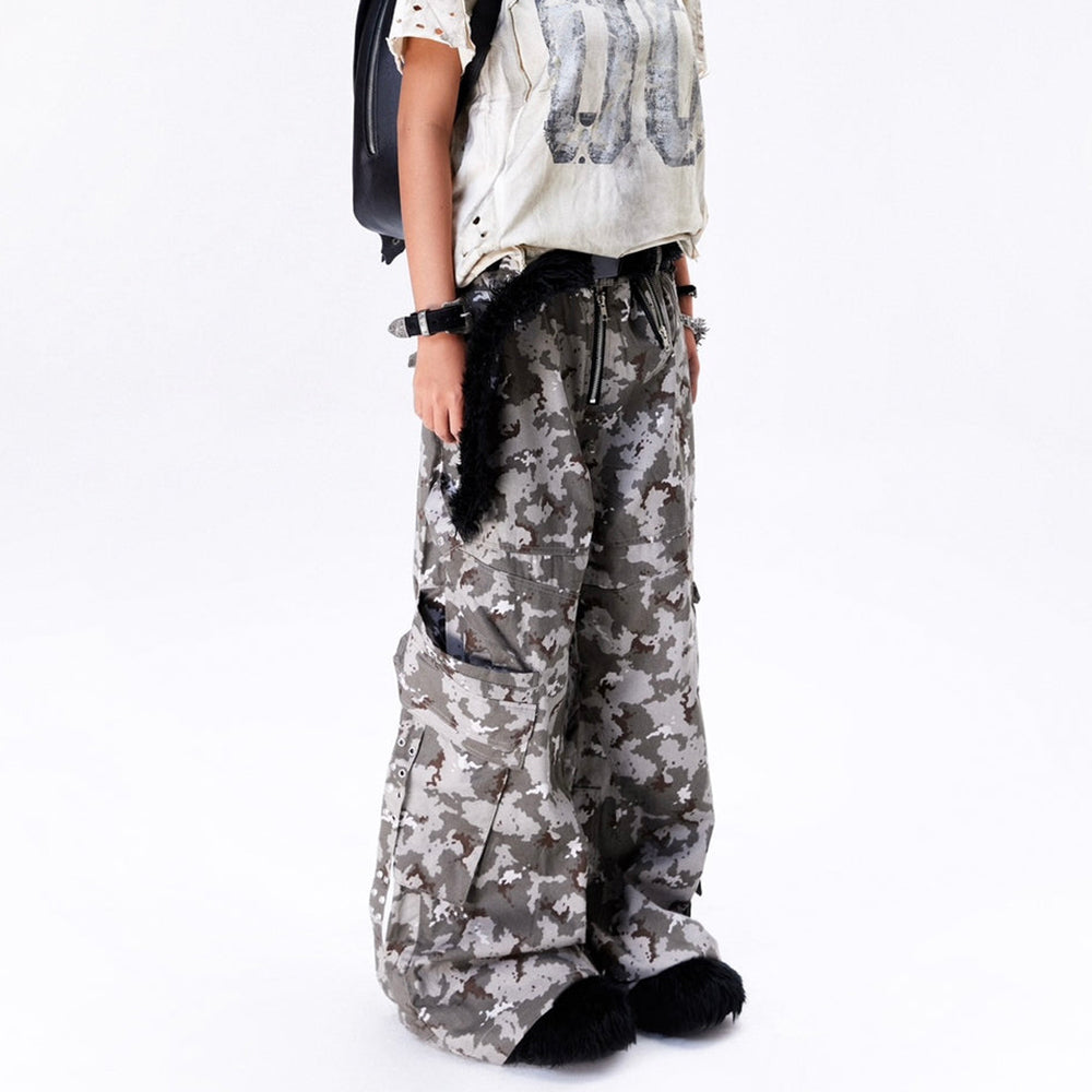 005 Mily Camo Flag Cargo Pants