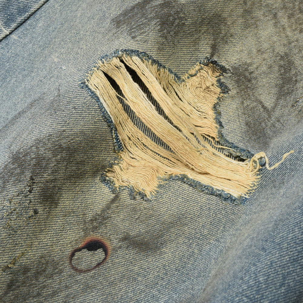 Dirty-Washed Brushing Wax Baggy Denim