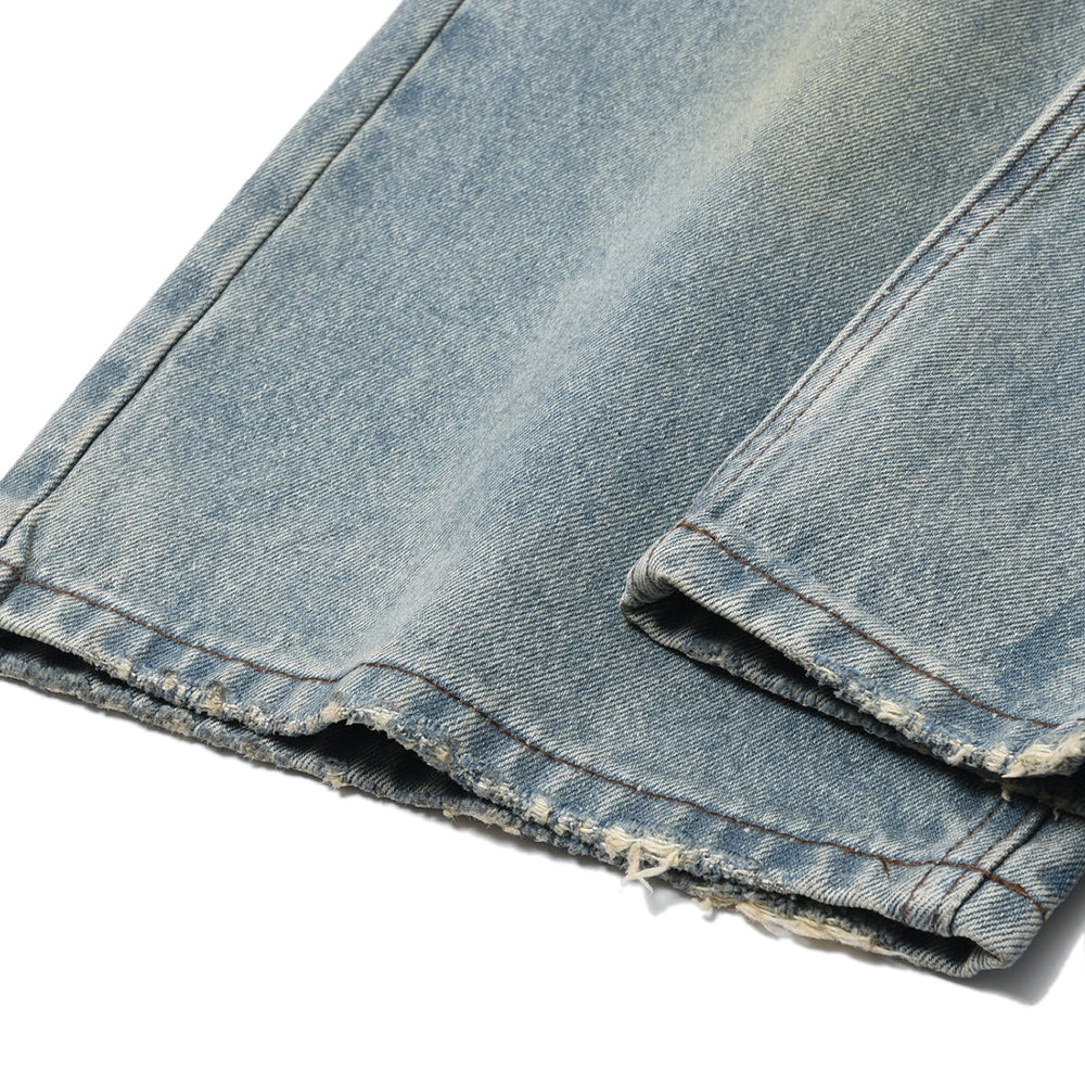 Dirty-Washed Brushing Wax Baggy Denim