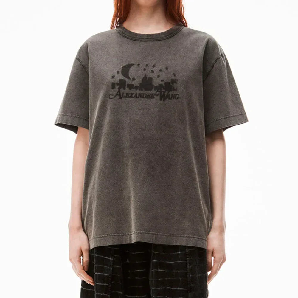 ALEXANDER WANG Product Page - Distressed Skyline Logo Graphic Tee