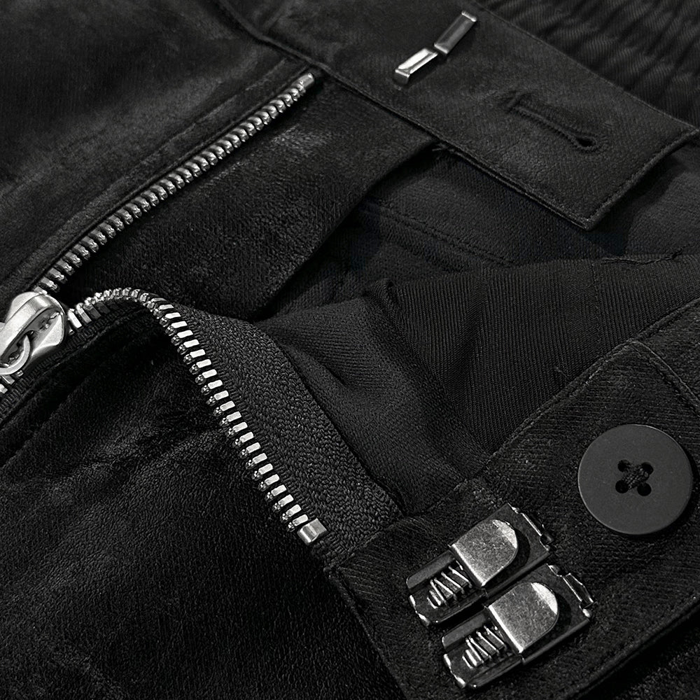 Dusty Rubber Zipper Baggy Pants