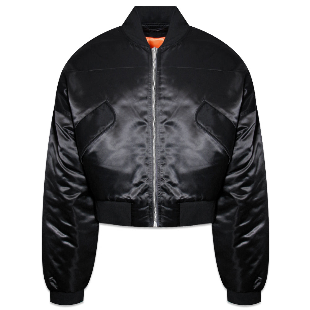 Nylon Cropped Bomber Jacket