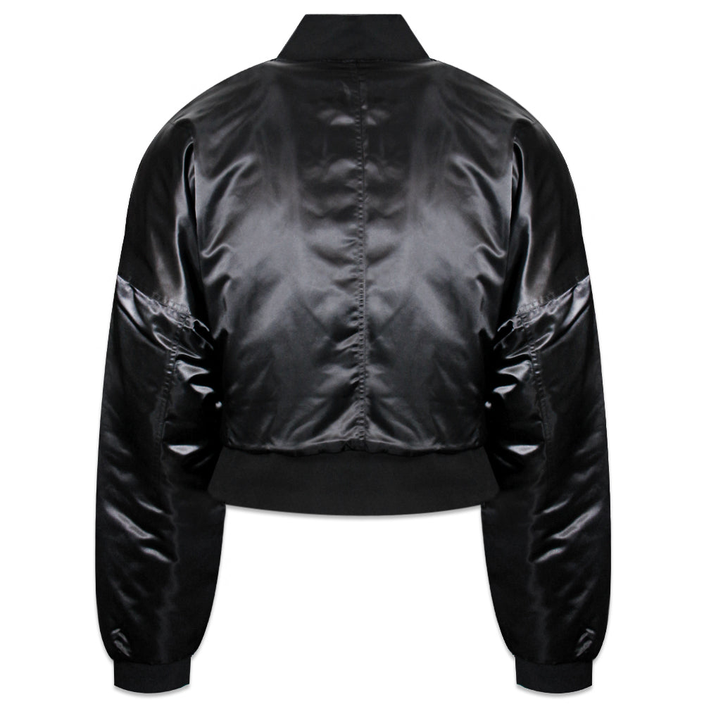Nylon Cropped Bomber Jacket