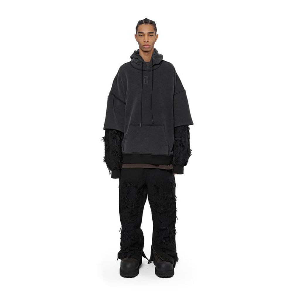 Distressed Sleeves Hoodie