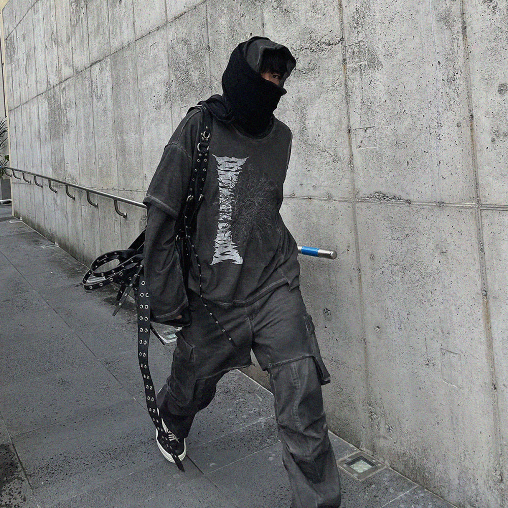 Raw Effect Layered Ls Hoodie