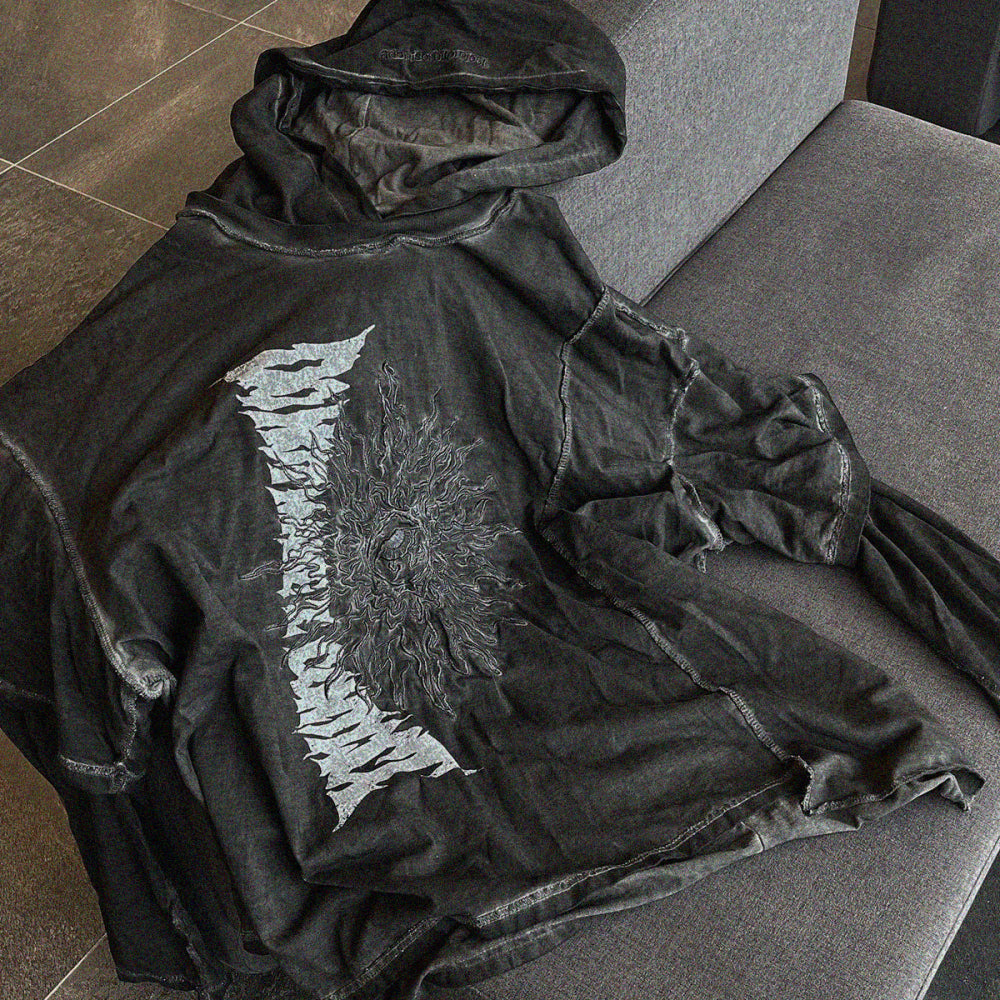 Raw Effect Layered Ls Hoodie