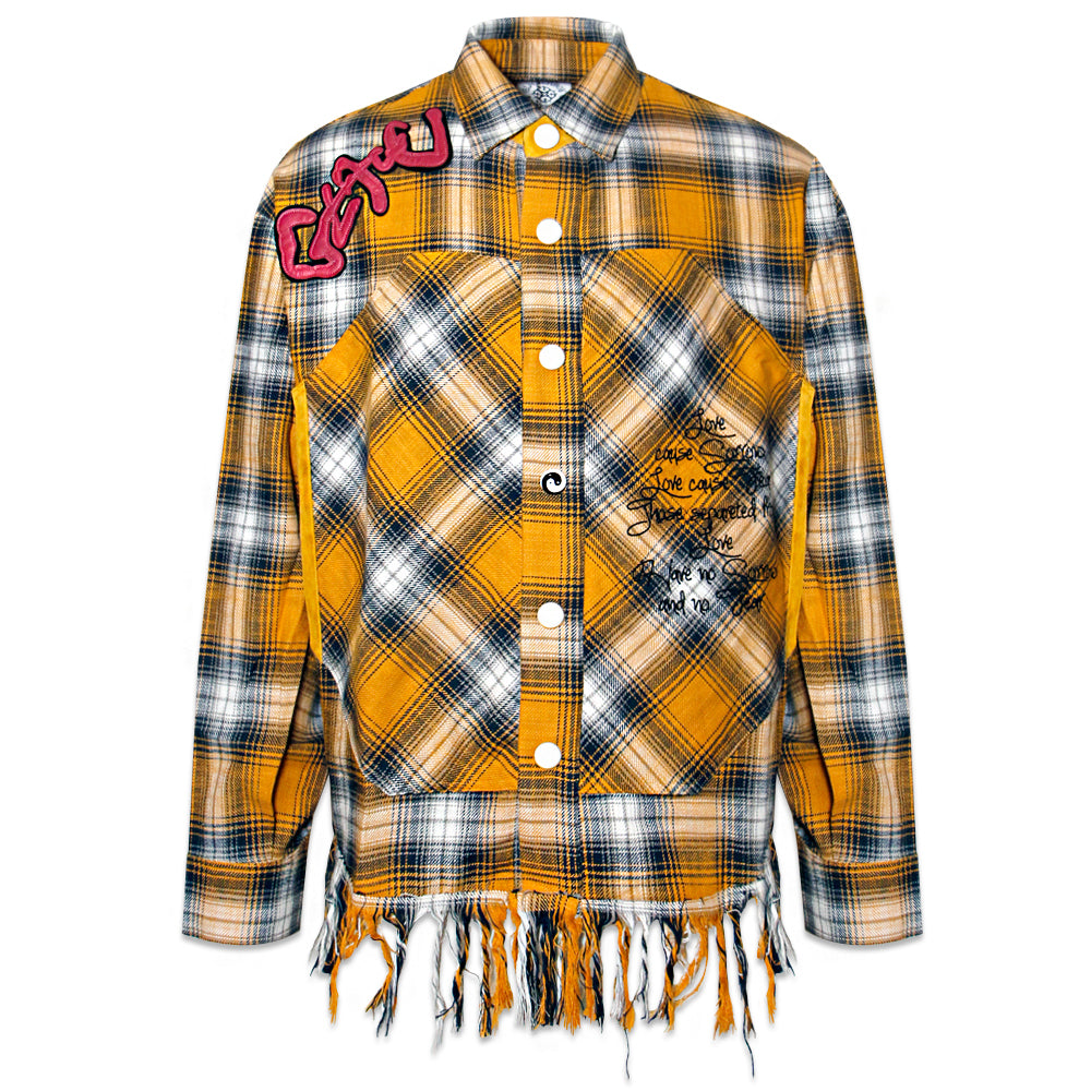 Double Eye Patch Leather Check Shirt