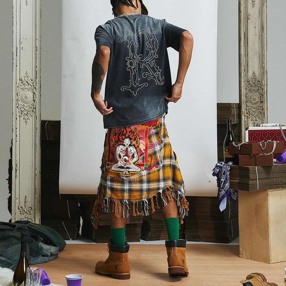 Double Eye Patch Leather Check Shirt