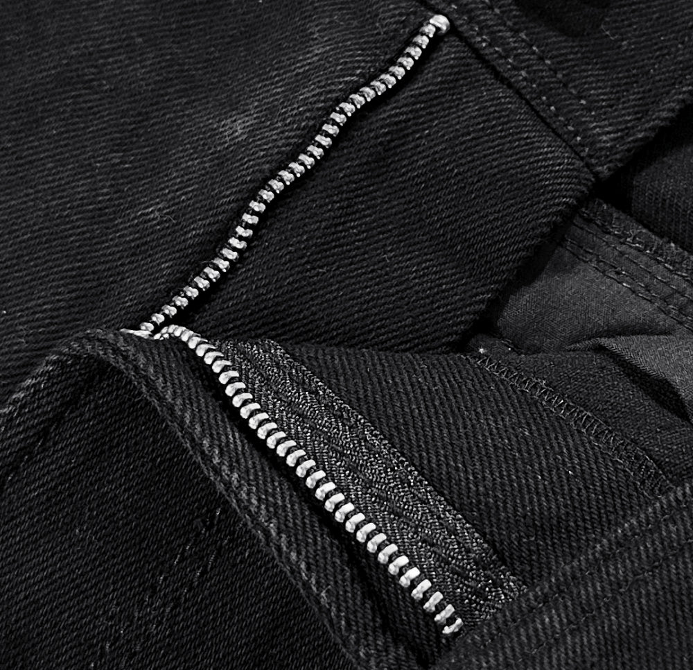 Curved Cargo Black Denim Pants