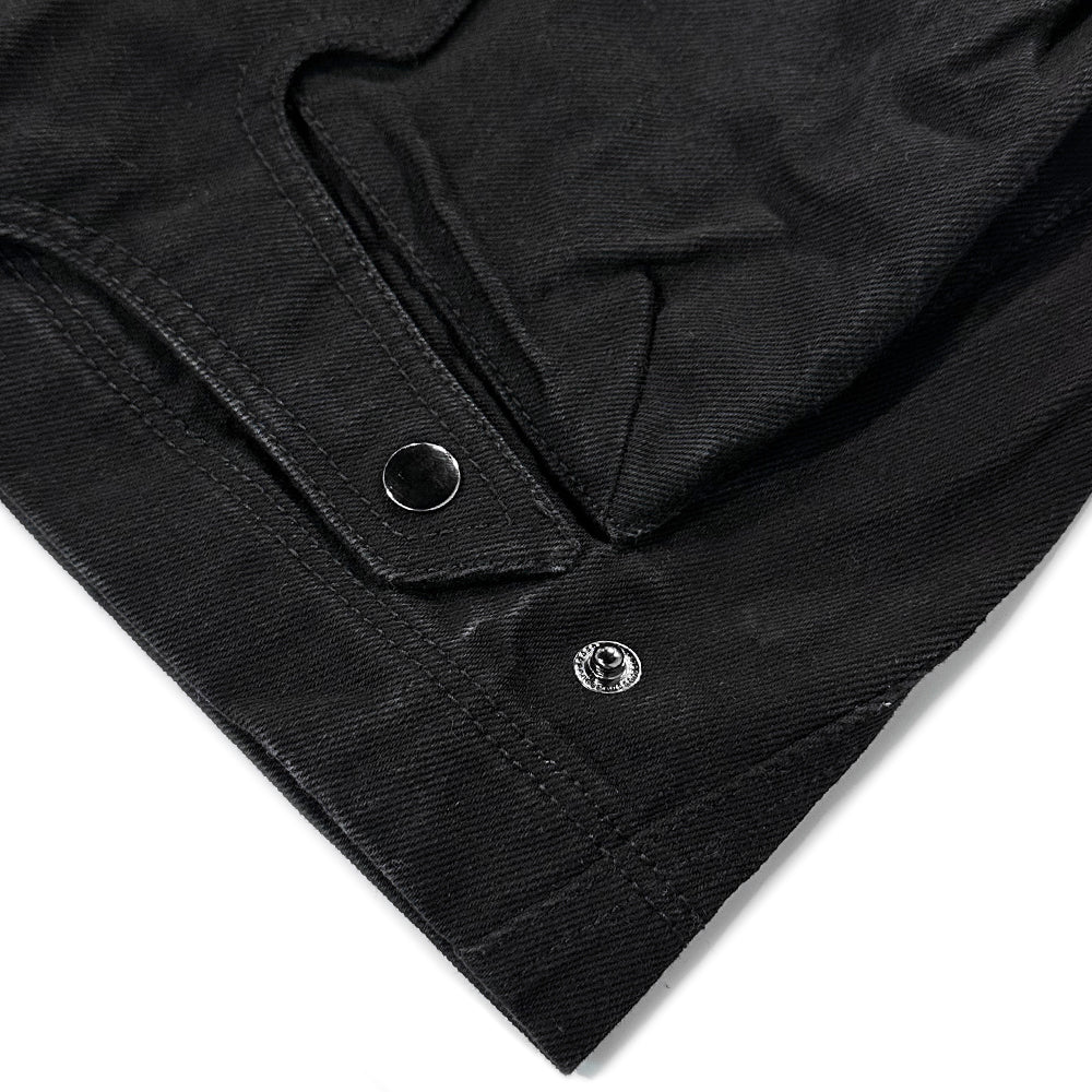 Curved Cargo Black Denim Pants