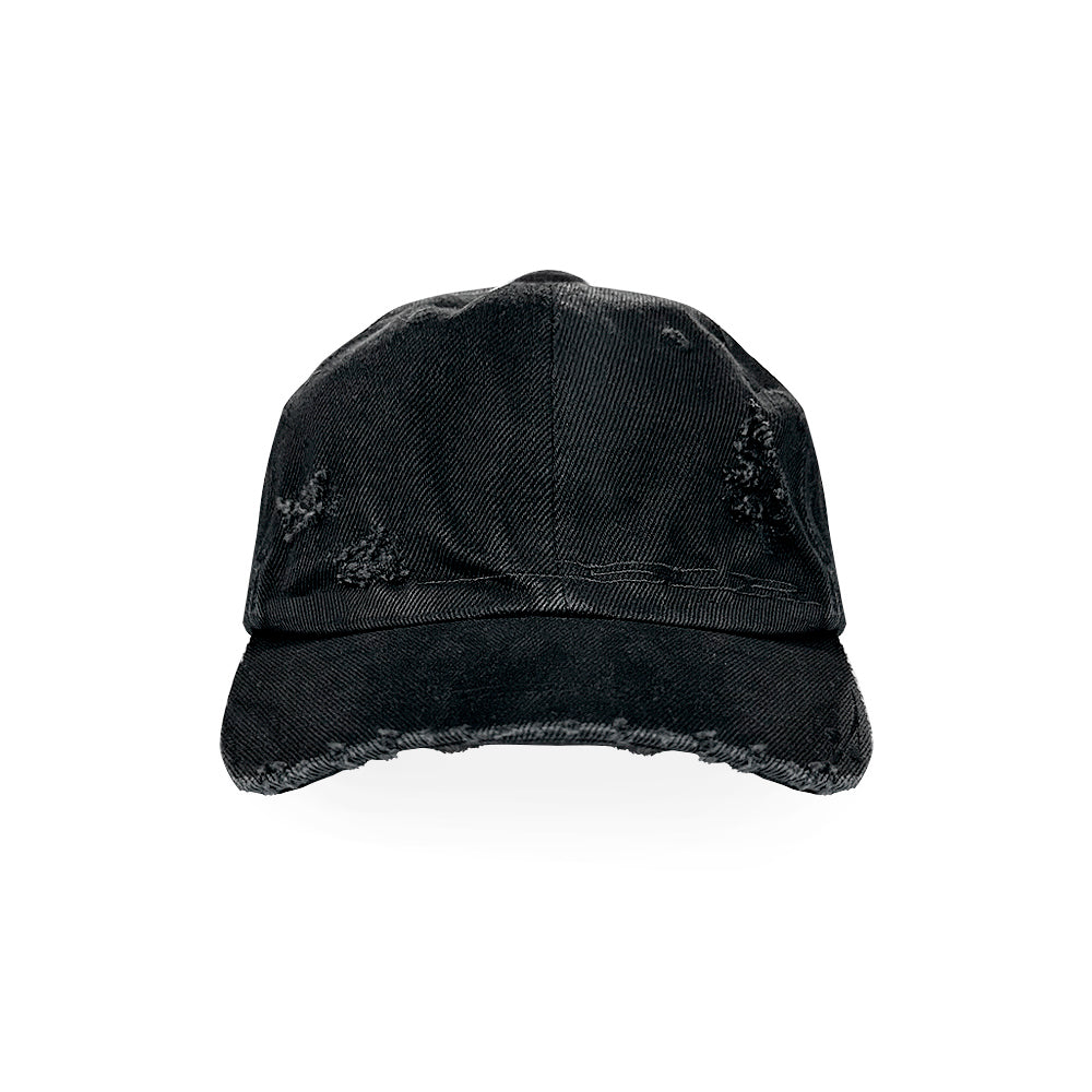 Curved Logo Damaged Denim Cap