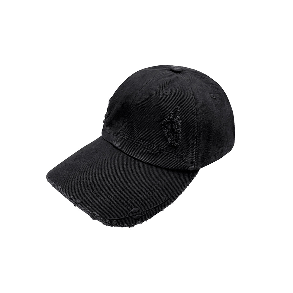 Curved Logo Damaged Denim Cap