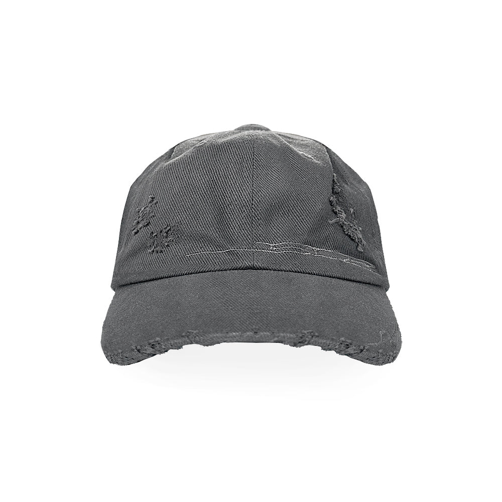 Curved Logo Damaged Denim Cap