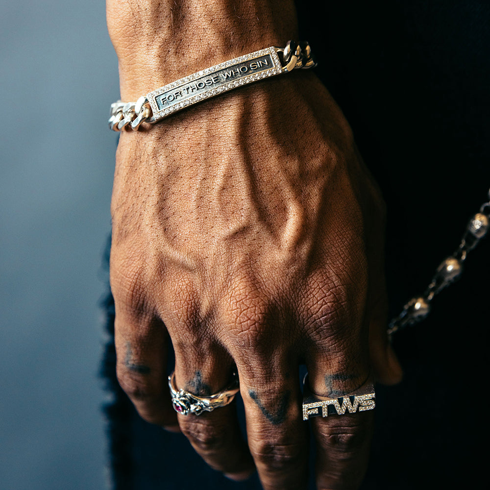 ID Bracelet with CZ stones